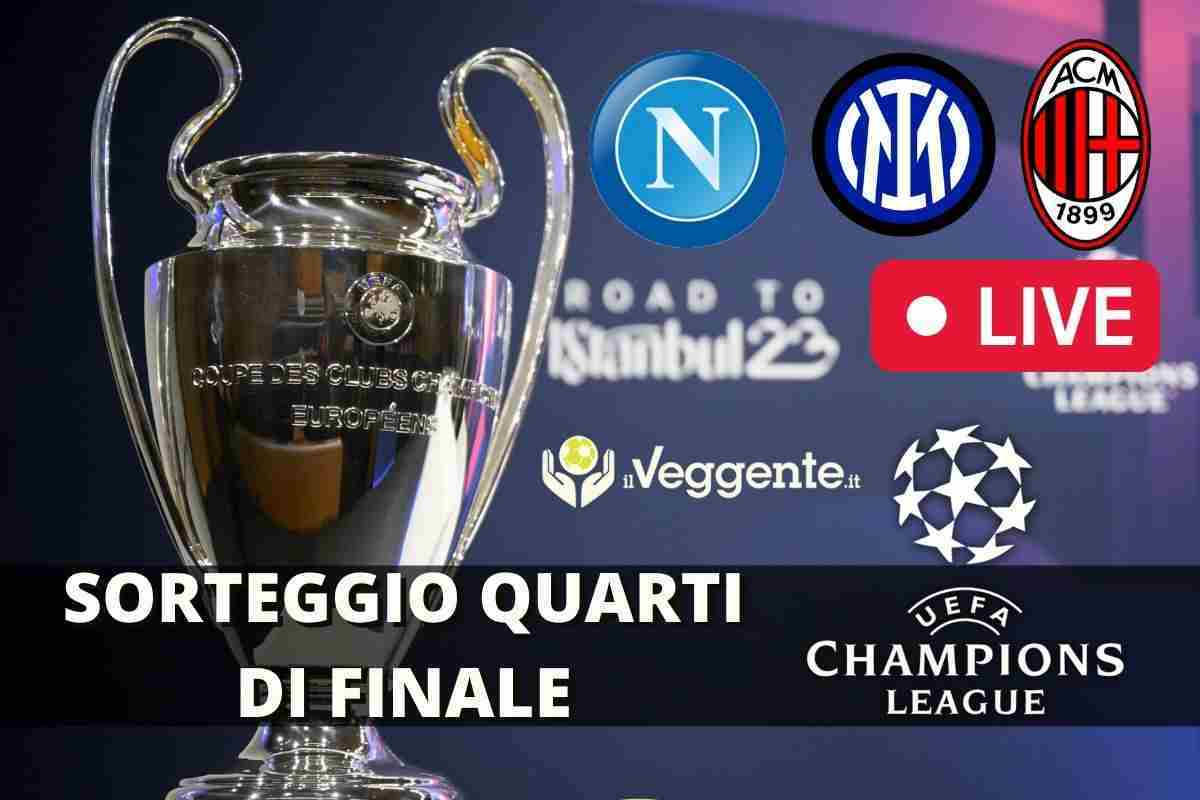 Sorteggio Champions League, quarti di finale Napoli, Milan e Inter - LIVE