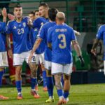 Gli azzurri festeggiano un gol