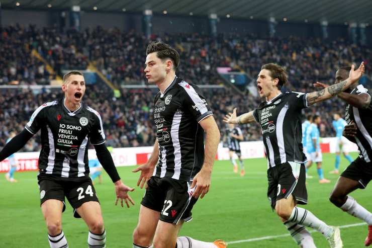 Esultanza dell'Udinese dopo un gol