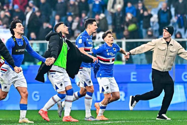 L'esultanza dei giocatori della Samp