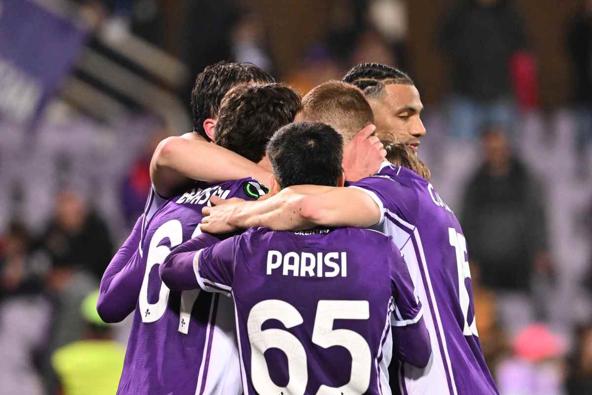 L'esultanza della Fiorentina dopo il gol