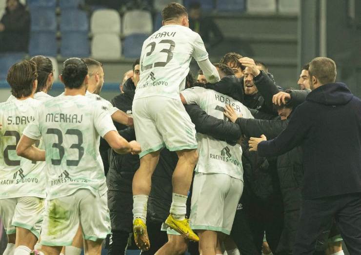 I festeggiamenti dei giocatori del Sudtirol