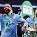 I giocatori del City festeggiano dopo la vittoria