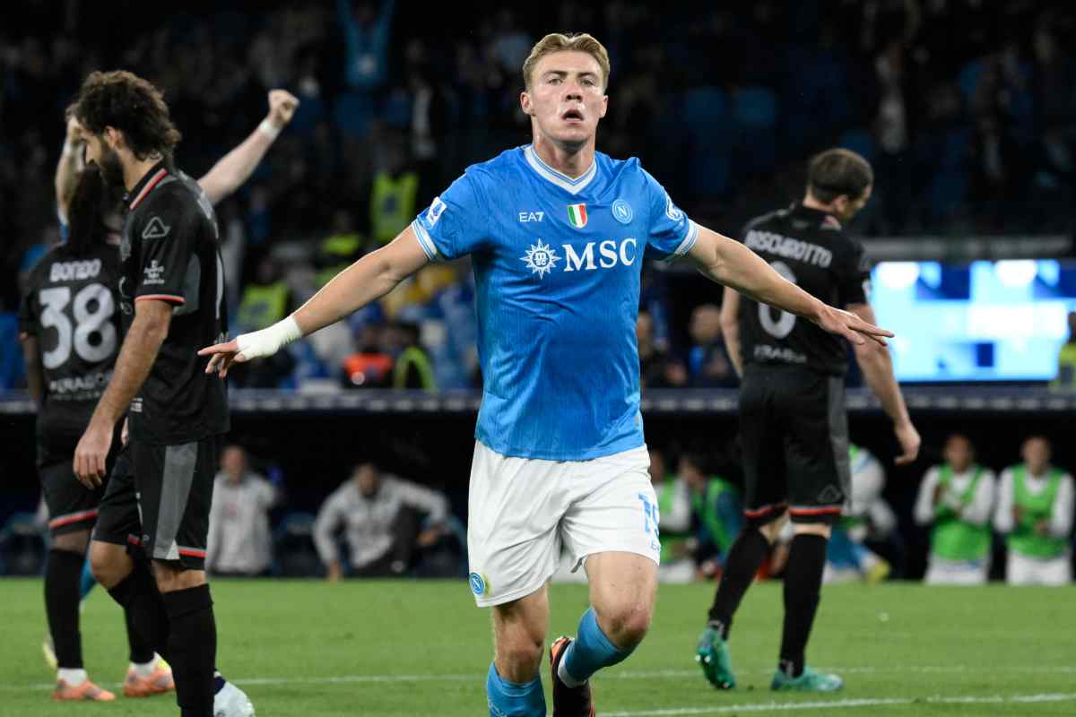 Hojlund e l'esultanza dopo il gol
