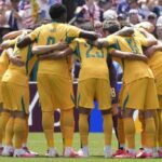 I giocatori australiani in cerchio