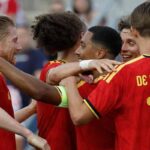 I giocatori del Belgio esultano dopo un gol
