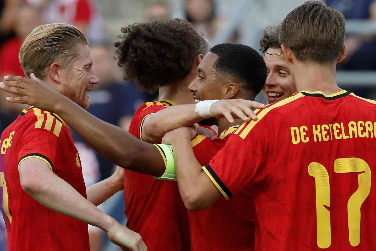 I giocatori del Belgio esultano dopo un gol