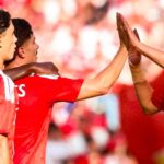 L'esultanza dei giocatori del Benfica