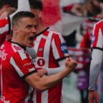 I giocatori del Tromso festeggiano un gol