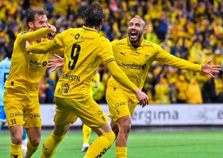 I giocatori del Bodo esultano dopo un gol